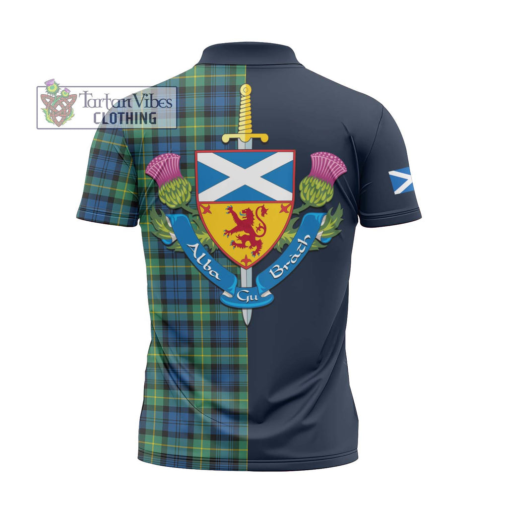 Tartan Vibes Clothing Gordon Ancient Tartan Zipper Polo Shirt with Scottish Lion Royal Arm Half Style