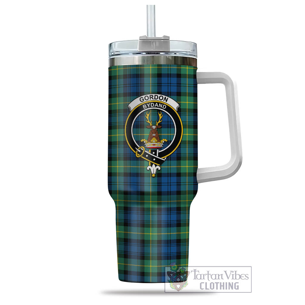 Tartan Vibes Clothing Gordon Ancient Tartan and Family Crest Tumbler with Handle