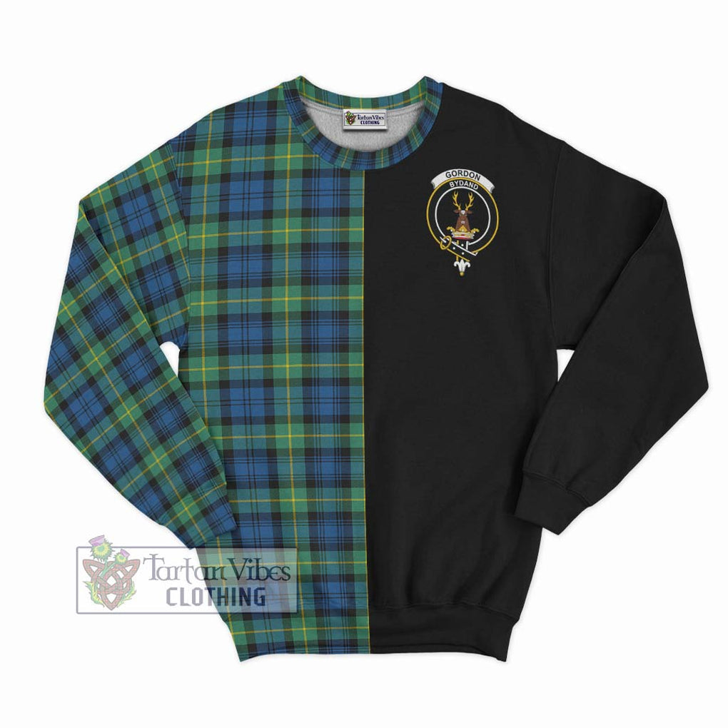 Gordon Ancient Tartan Sweatshirt with Family Crest and Half Of Me Style - Tartanvibesclothing Shop