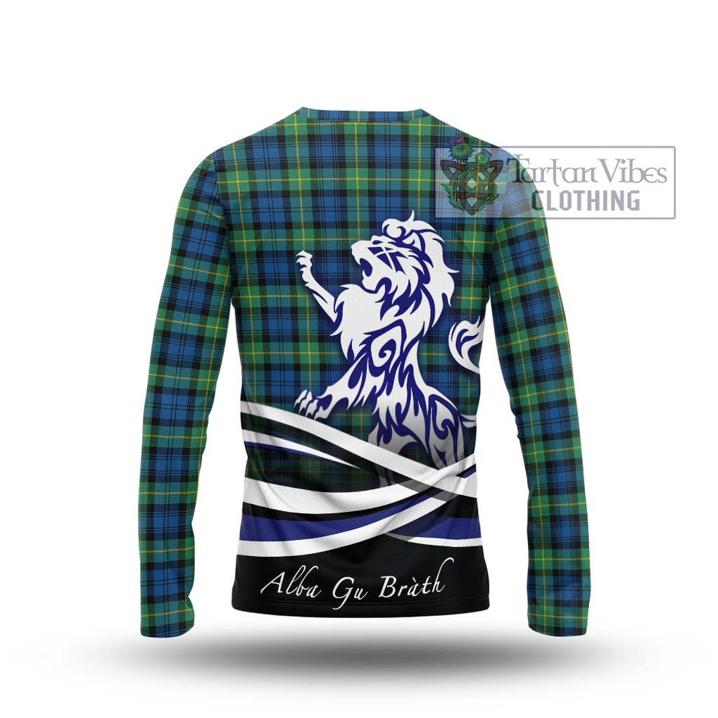 Gordon Ancient Tartan Long Sleeve T-Shirt with Alba Gu Brath Regal Lion Emblem - Tartanvibesclothing Shop