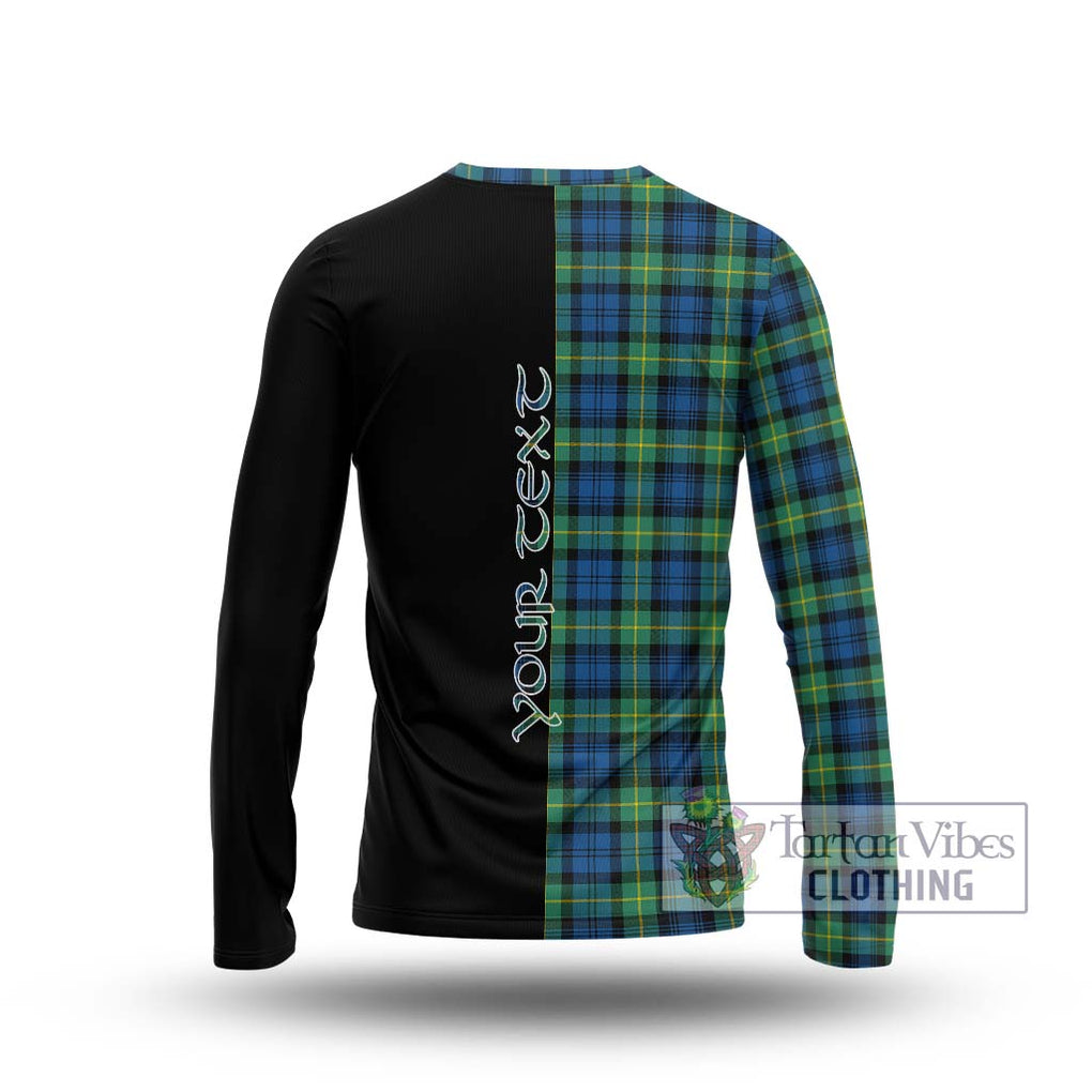 Gordon Ancient Tartan Long Sleeve T-Shirt with Family Crest and Half Of Me Style - Tartanvibesclothing Shop