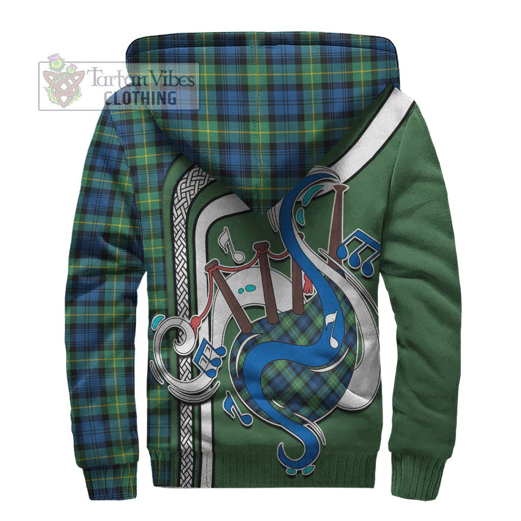 Gordon Ancient Tartan Sherpa Hoodie with Epic Bagpipe Style - Tartanvibesclothing Shop