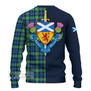 Gordon Ancient Tartan Ugly Sweater with Scottish Lion Royal Arm Half Style