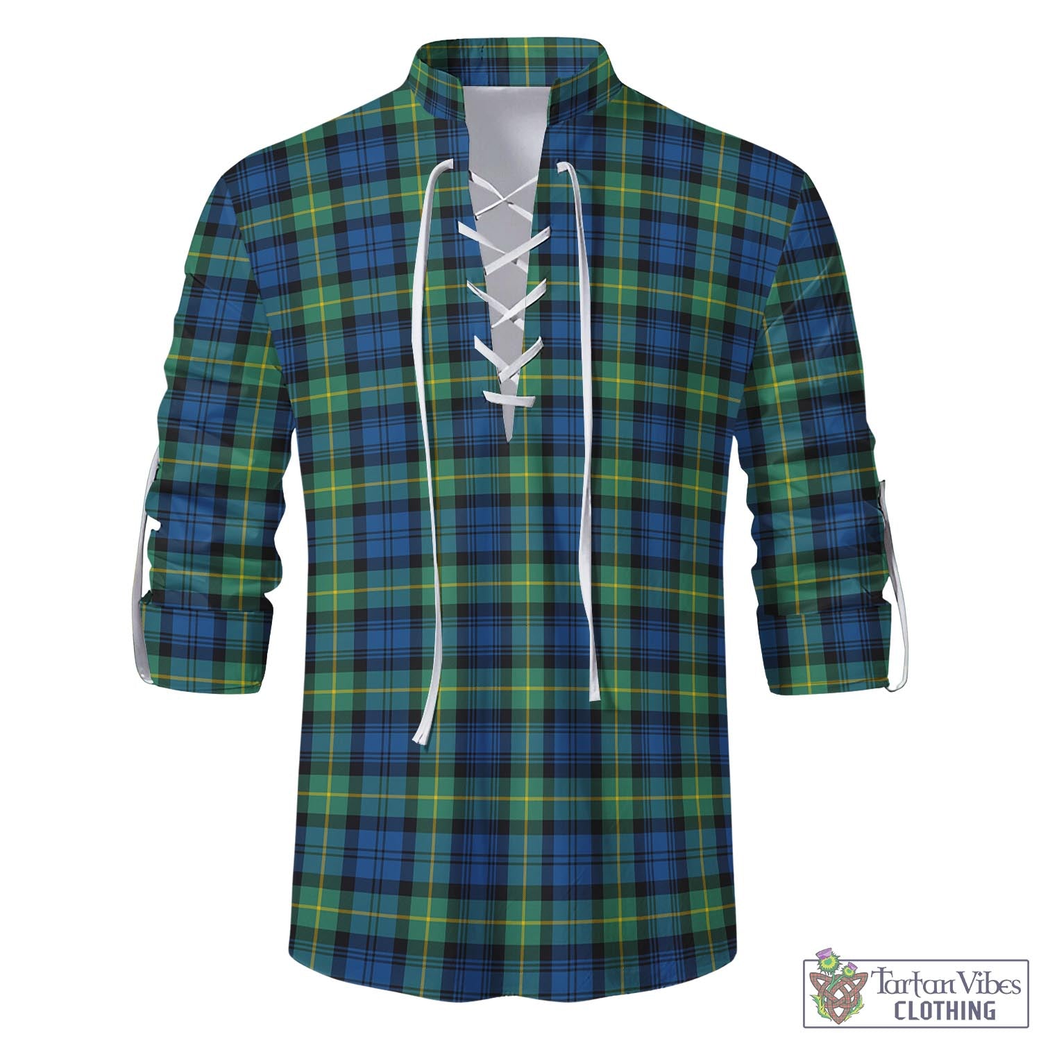 Tartan Vibes Clothing Gordon Ancient Tartan Men's Scottish Traditional Jacobite Ghillie Kilt Shirt