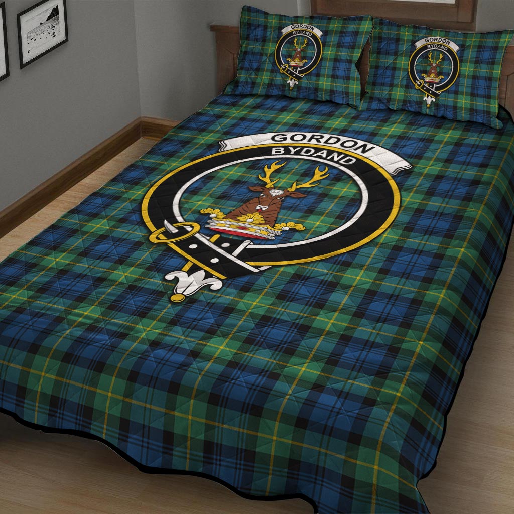 Gordon Ancient Tartan Quilt Bed Set with Family Crest - Tartan Vibes Clothing