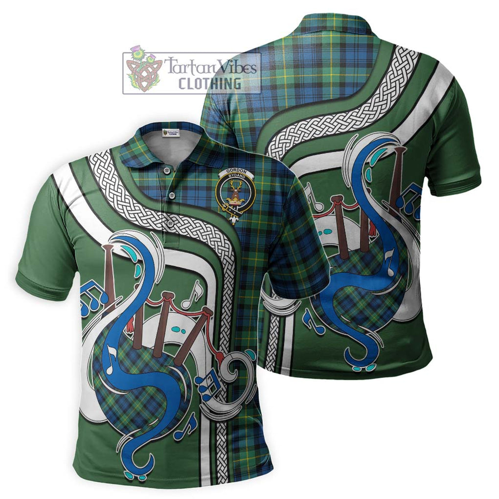 Tartan Vibes Clothing Gordon Ancient Tartan Polo Shirt with Epic Bagpipe Style