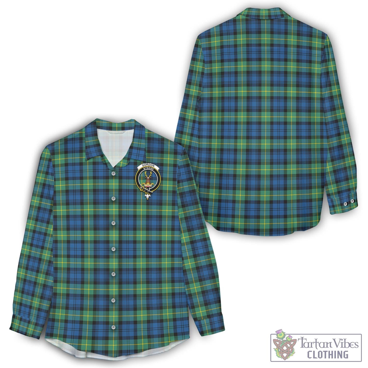 Tartan Vibes Clothing Gordon Ancient Tartan Womens Casual Shirt with Family Crest