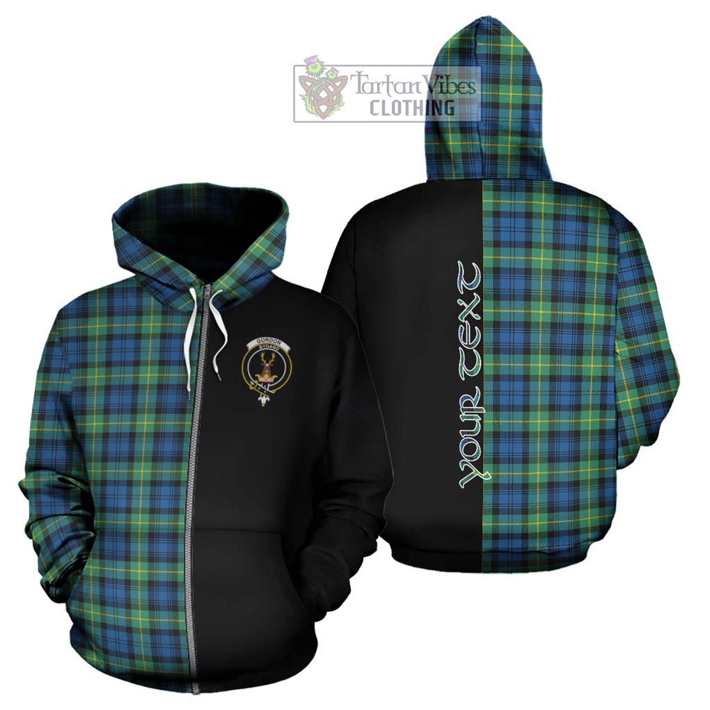 Gordon Ancient Tartan Hoodie with Family Crest and Half Of Me Style - Tartanvibesclothing Shop