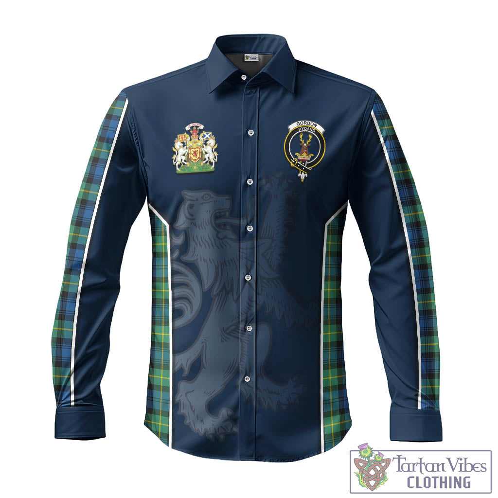 Tartan Vibes Clothing Gordon Ancient Tartan Long Sleeve Button Up Shirt with Family Crest and Lion Rampant Vibes Sport Style