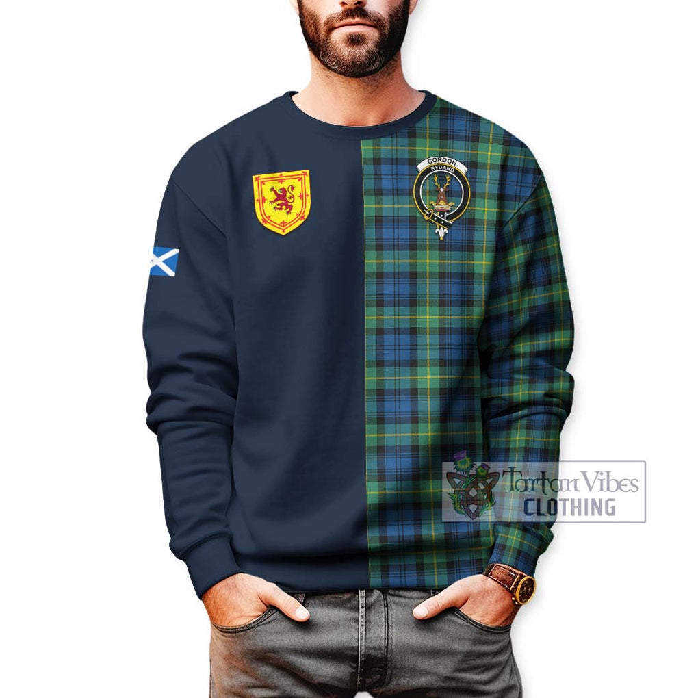 Tartan Vibes Clothing Gordon Ancient Tartan Sweatshirt with Scottish Lion Royal Arm Half Style