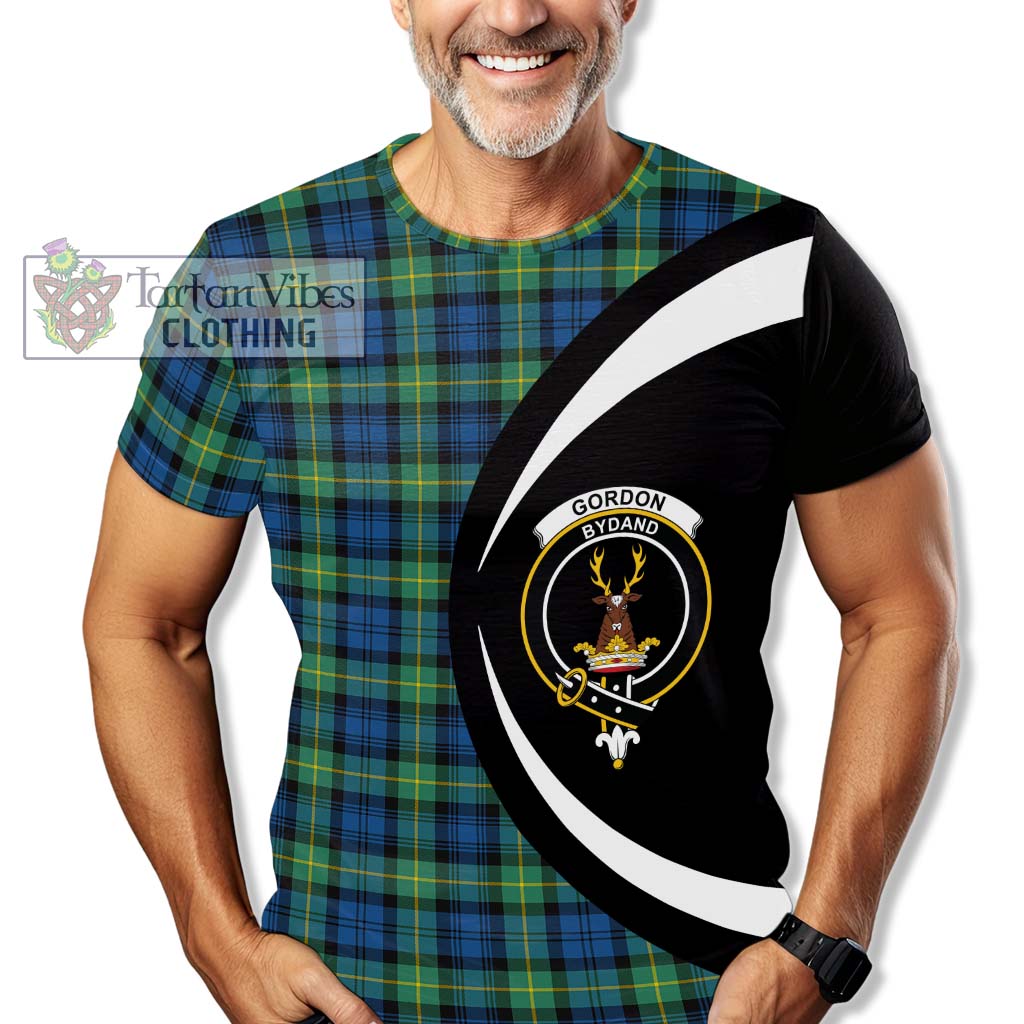 Tartan Vibes Clothing Gordon Ancient Tartan T-Shirt with Family Crest Circle Style