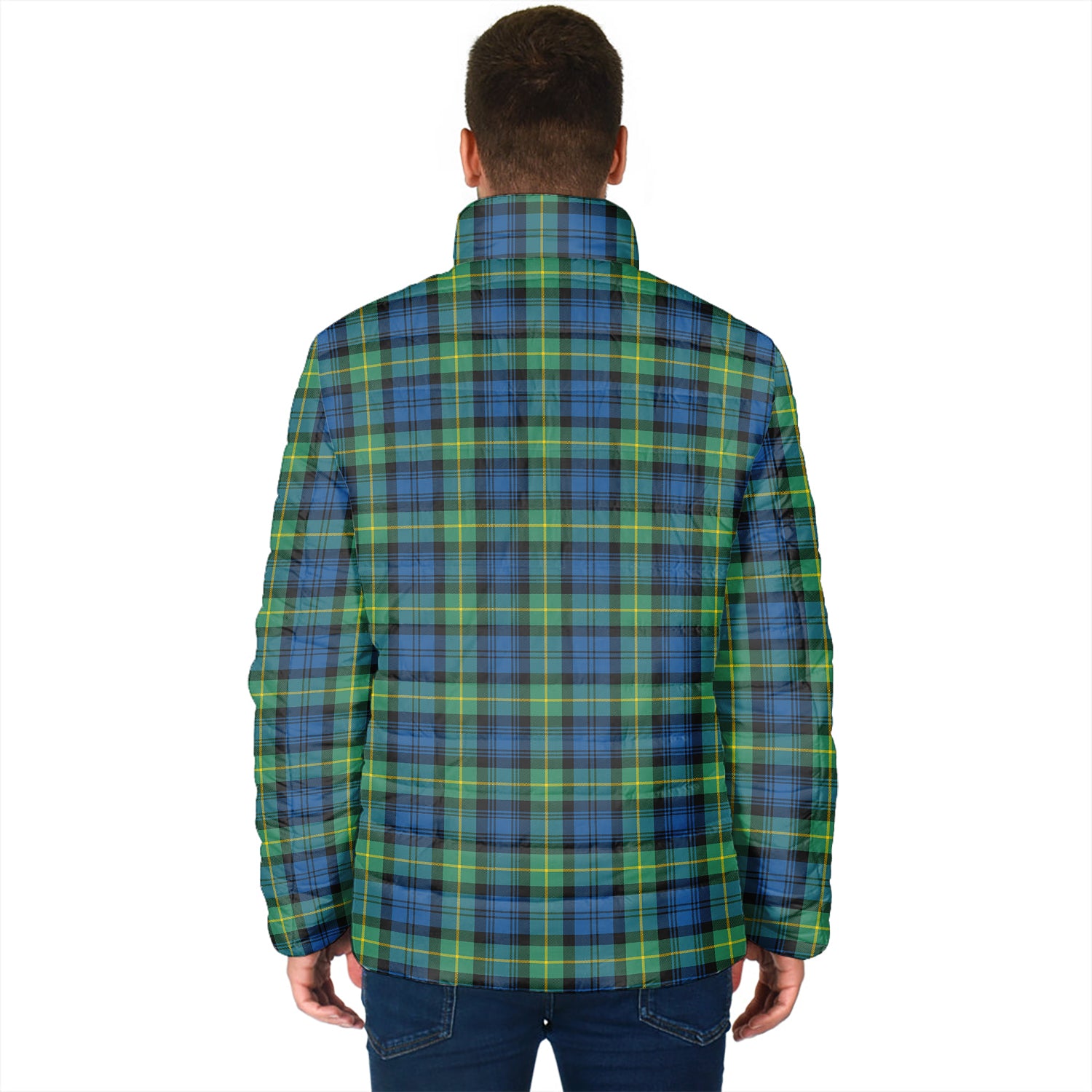 Gordon Ancient Tartan Padded Jacket with Family Crest - Tartan Vibes Clothing