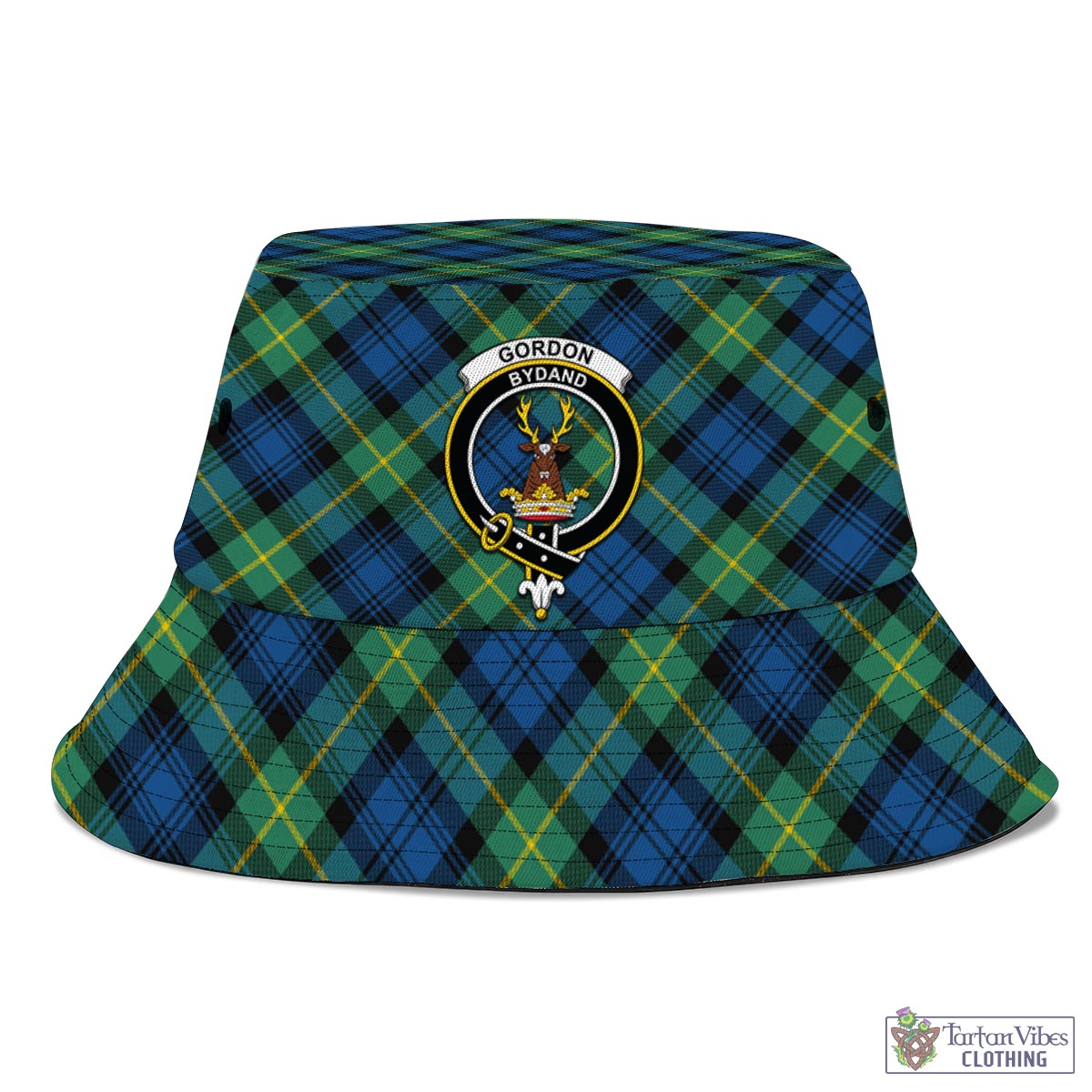 Tartan Vibes Clothing Gordon Ancient Tartan Bucket Hat with Family Crest