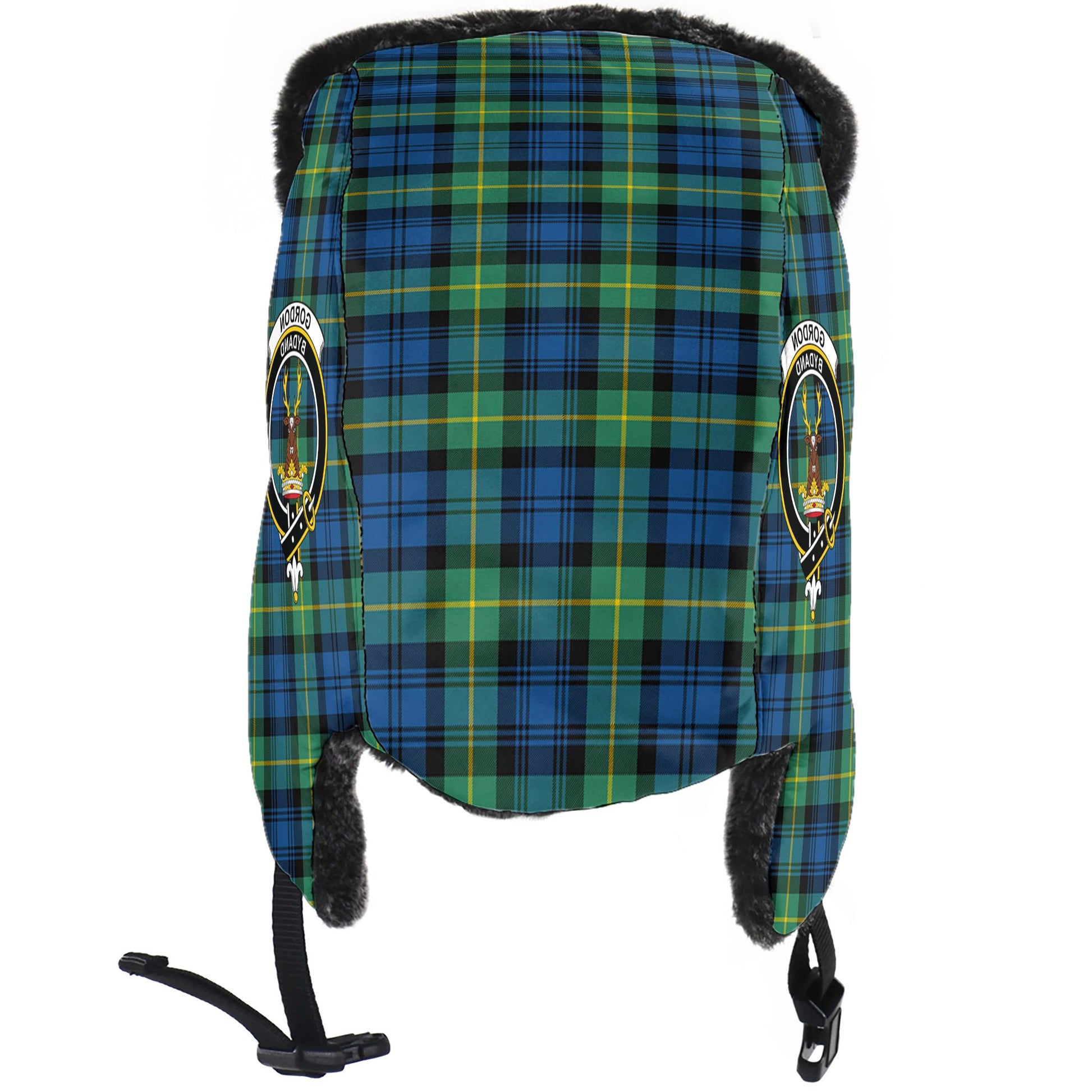 Gordon Ancient Tartan Winter Trapper Hat with Family Crest - Tartanvibesclothing