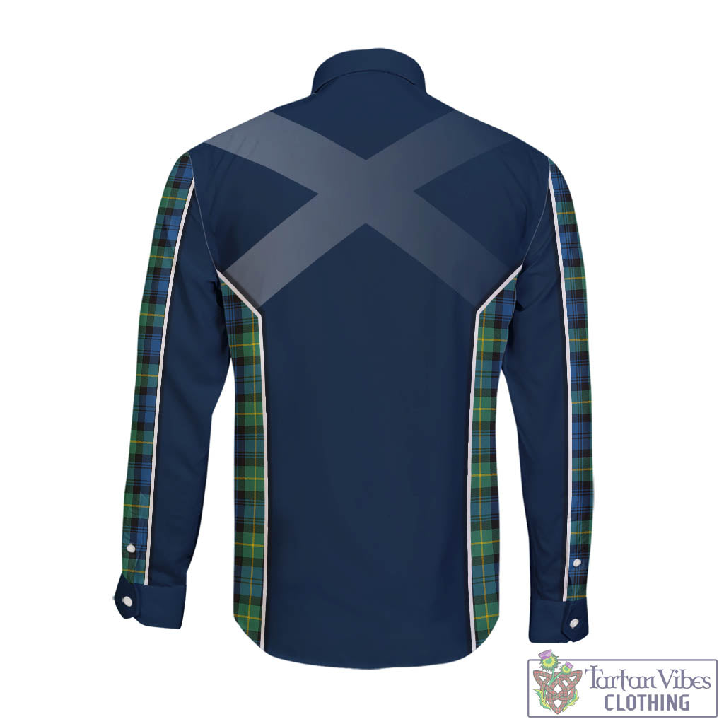 Tartan Vibes Clothing Gordon Ancient Tartan Long Sleeve Button Up Shirt with Family Crest and Scottish Thistle Vibes Sport Style