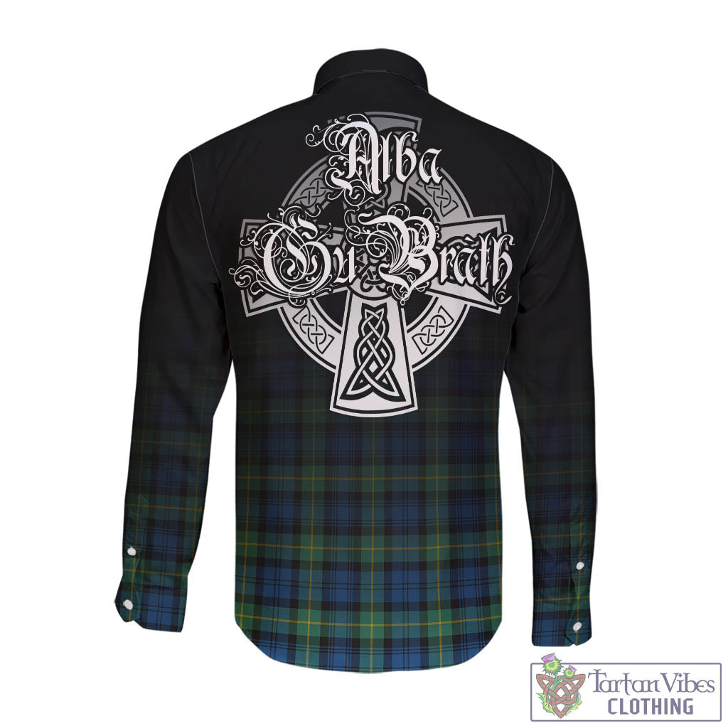 Tartan Vibes Clothing Gordon Ancient Tartan Long Sleeve Button Up Featuring Alba Gu Brath Family Crest Celtic Inspired