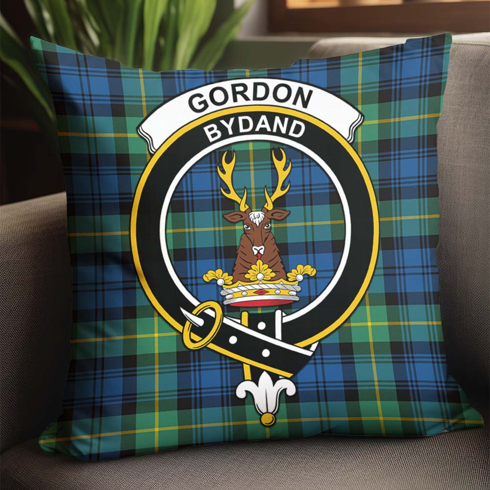 Gordon Ancient Tartan Pillow Cover with Family Crest - Tartanvibesclothing