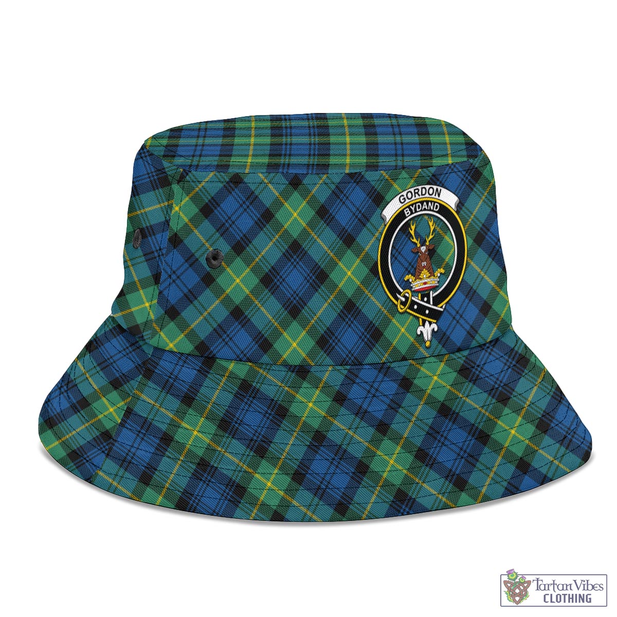 Tartan Vibes Clothing Gordon Ancient Tartan Bucket Hat with Family Crest