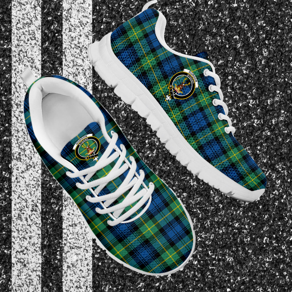 Gordon Ancient Tartan Sneakers with Family Crest - Tartan Vibes Clothing