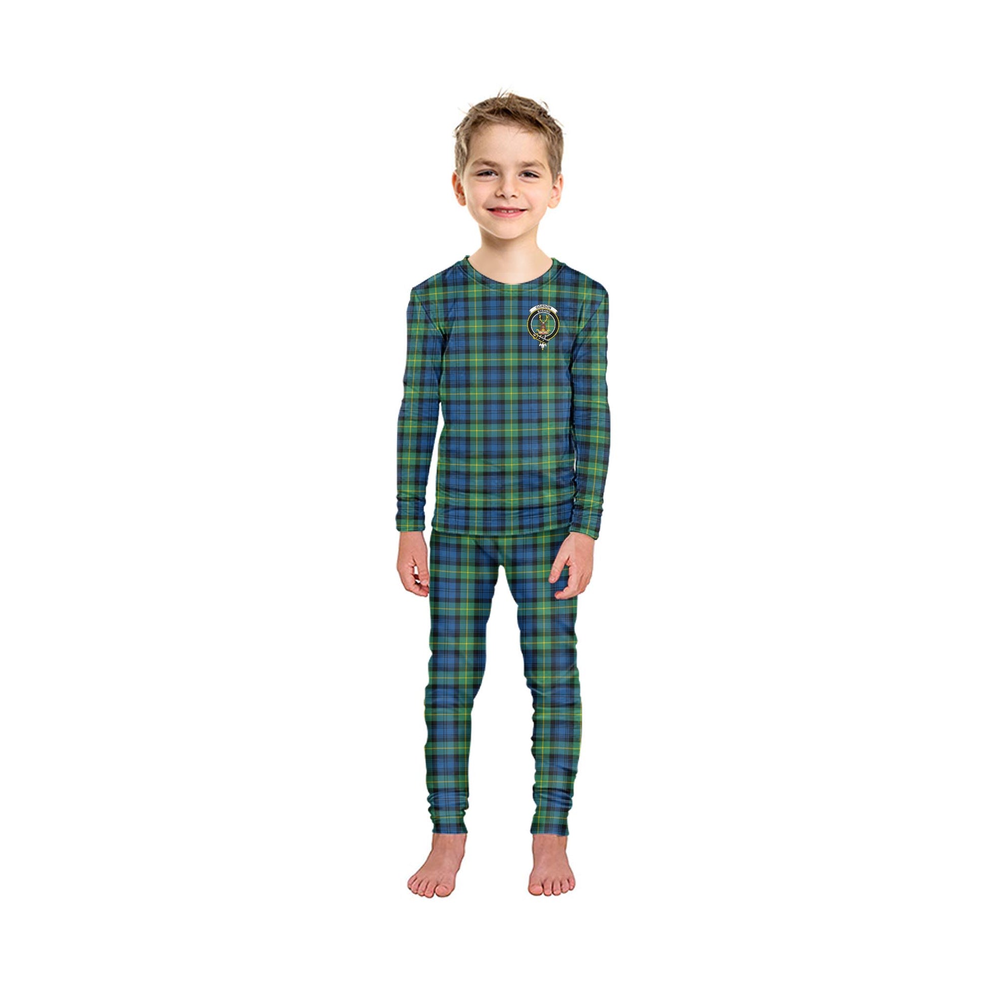 Gordon Ancient Tartan Pajamas Family Set with Family Crest - Tartan Vibes Clothing