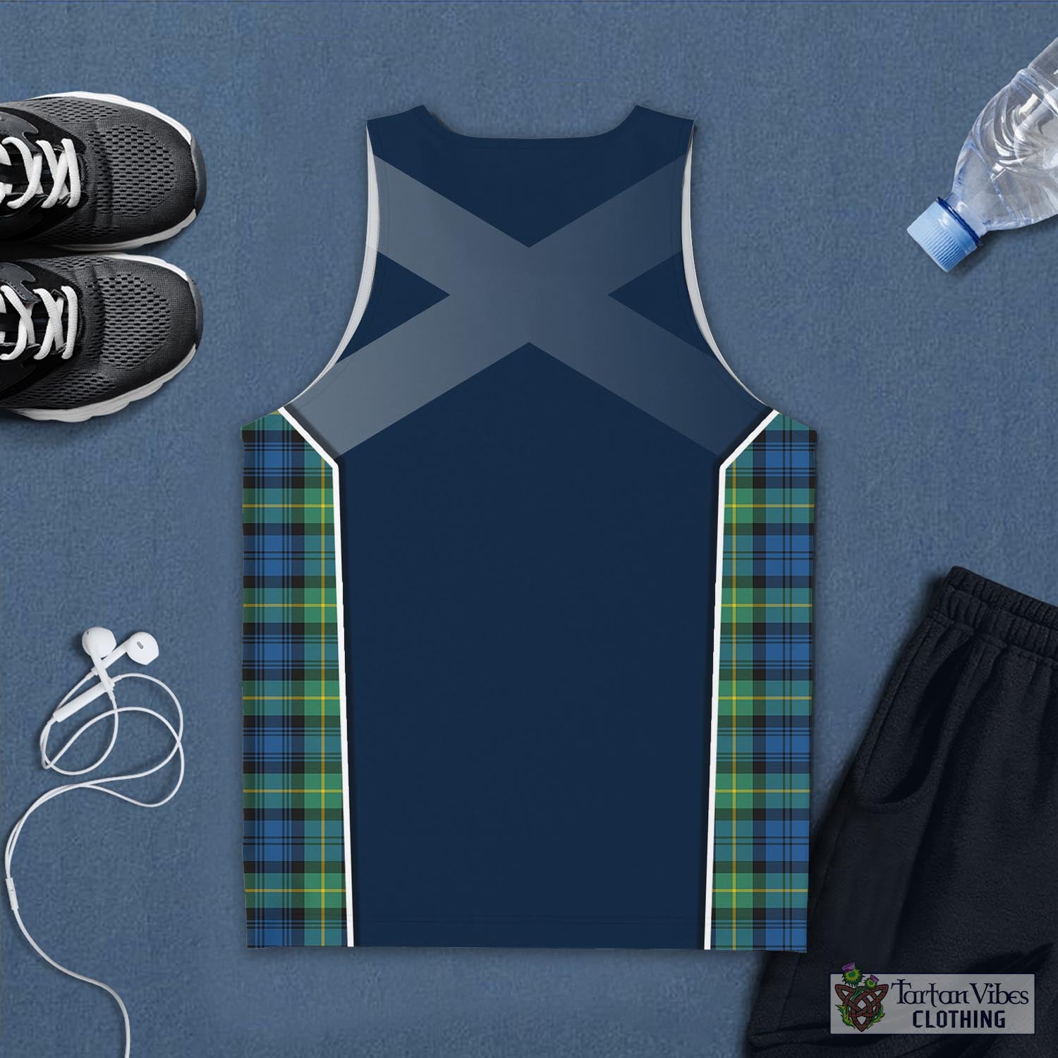 Tartan Vibes Clothing Gordon Ancient Tartan Men's Tanks Top with Family Crest and Scottish Thistle Vibes Sport Style