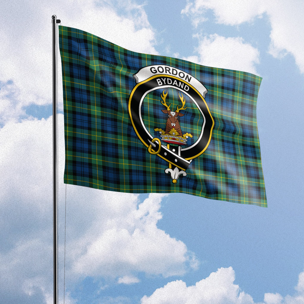 Gordon Ancient Tartan Flag with Family Crest House Flag (Horizontal) - Tartan Vibes Clothing