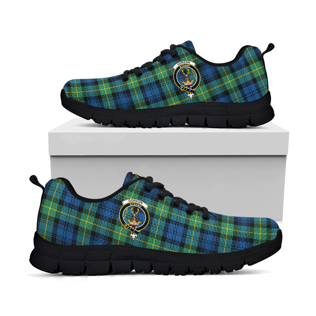 Gordon Ancient Tartan Sneakers with Family Crest - Tartan Vibes Clothing