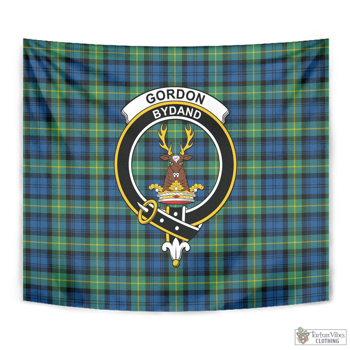 Tartan Vibes Clothing Gordon Ancient Tartan Tapestry Wall Hanging and Home Decor for Room with Family Crest