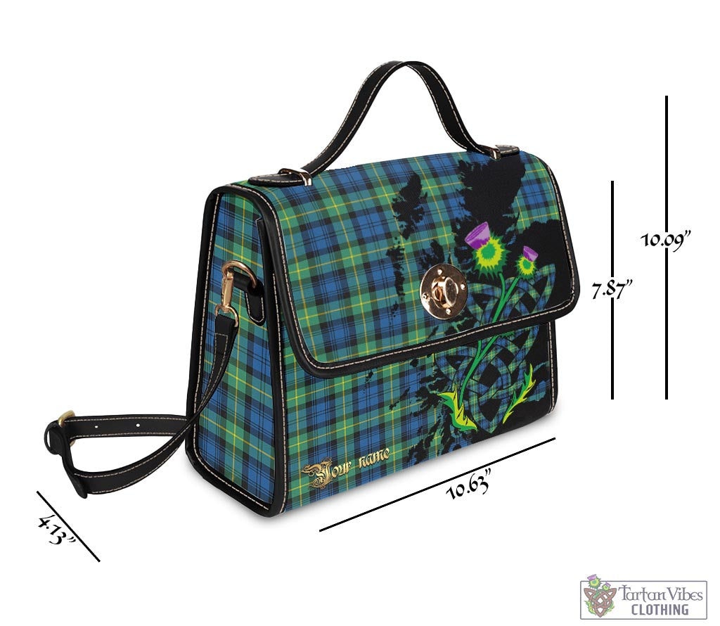 Tartan Vibes Clothing Gordon Ancient Tartan Waterproof Canvas Bag with Scotland Map and Thistle Celtic Accents