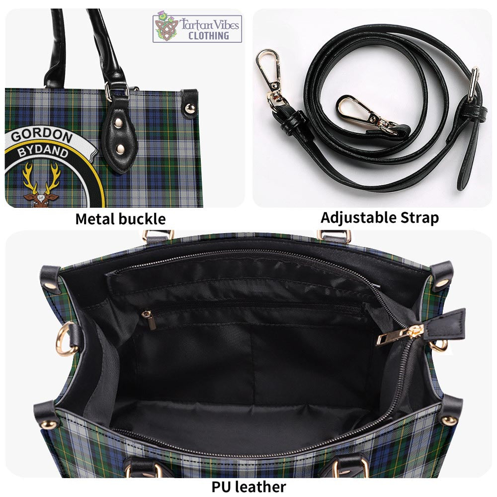 Tartan Vibes Clothing Gordon Dress Tartan Luxury Leather Handbags with Family Crest