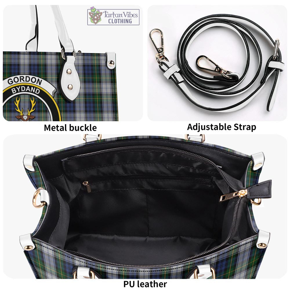 Tartan Vibes Clothing Gordon Dress Tartan Luxury Leather Handbags with Family Crest