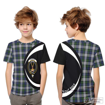 Gordon Dress Tartan Kid T-Shirt with Family Crest Circle Style