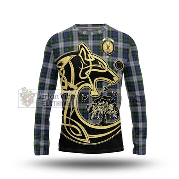 Gordon Dress Tartan Long Sleeve T-Shirt with Family Crest Celtic Wolf Style