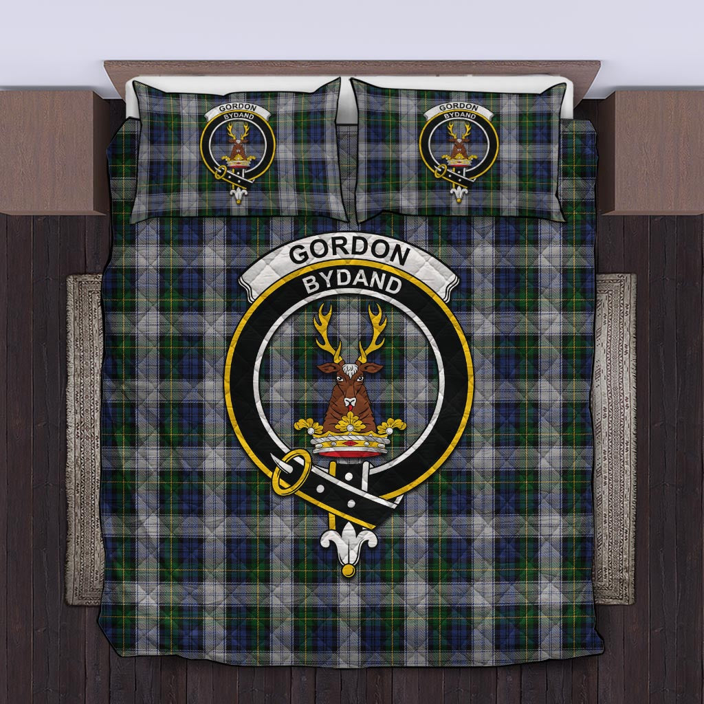 Gordon Dress Tartan Quilt Bed Set with Family Crest Twin - Tartan Vibes Clothing