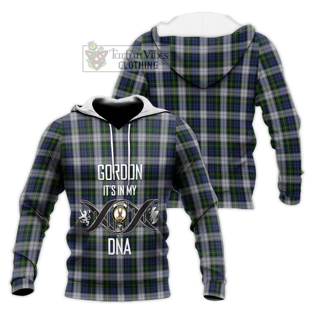 Gordon Dress Tartan Knitted Hoodie with Family Crest DNA In Me Style Unisex Knitted Pullover Hoodie - Tartanvibesclothing Shop