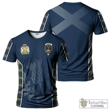 Gordon Dress Tartan T-Shirt with Family Crest and Scottish Thistle Vibes Sport Style