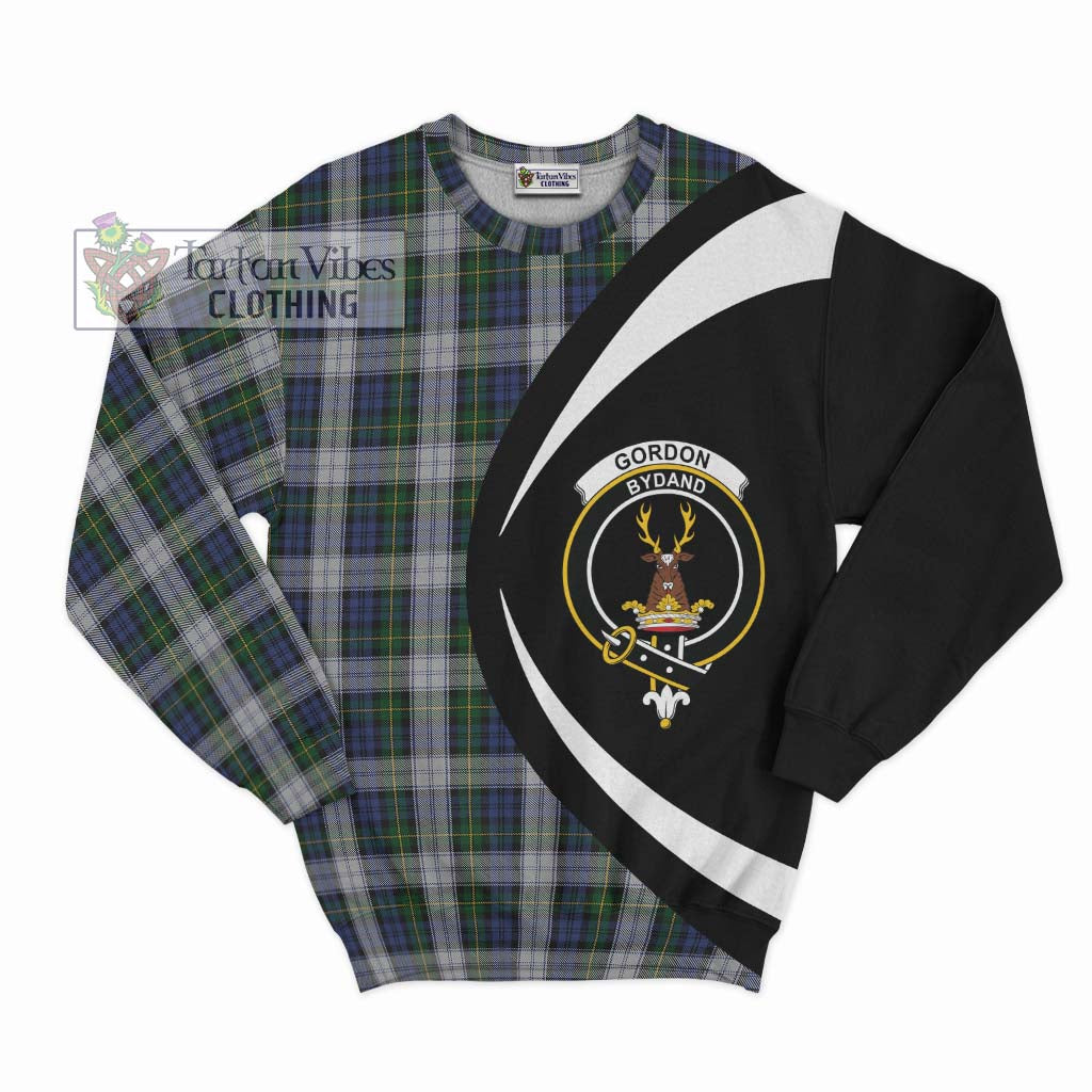 Gordon Dress Tartan Sweatshirt with Family Crest Circle Style Unisex - Tartan Vibes Clothing