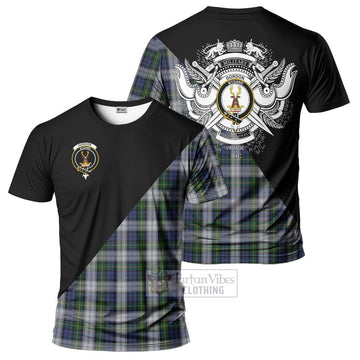 Gordon Dress Tartan T-Shirt with Family Crest and Military Logo Style