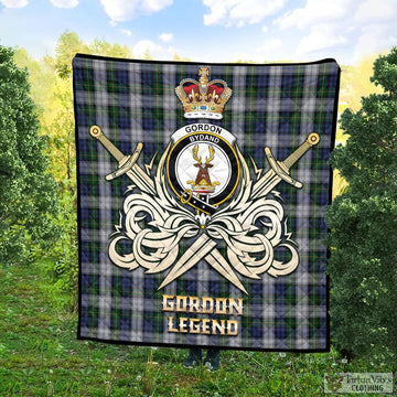 Gordon Dress Tartan Quilt with Clan Crest and the Golden Sword of Courageous Legacy