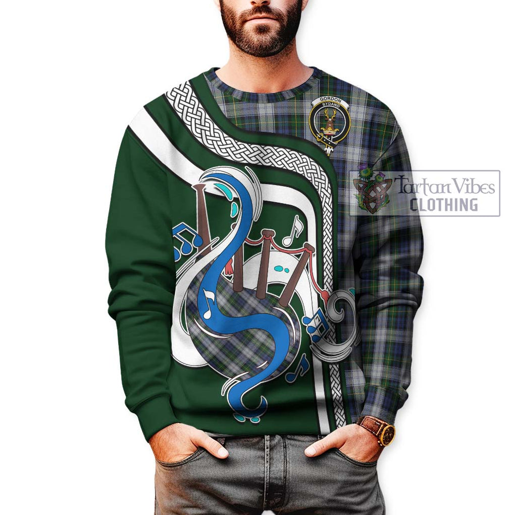 Tartan Vibes Clothing Gordon Dress Tartan Sweatshirt with Epic Bagpipe Style