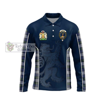 Gordon Dress Tartan Long Sleeve Polo Shirt with Family Crest and Lion Rampant Vibes Sport Style