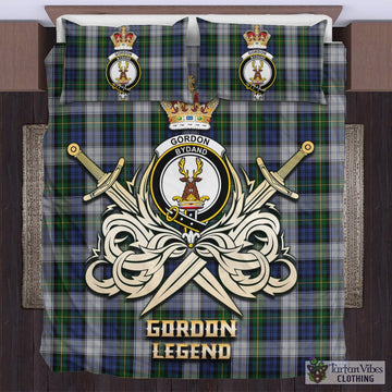 Gordon Dress Tartan Bedding Set with Clan Crest and the Golden Sword of Courageous Legacy