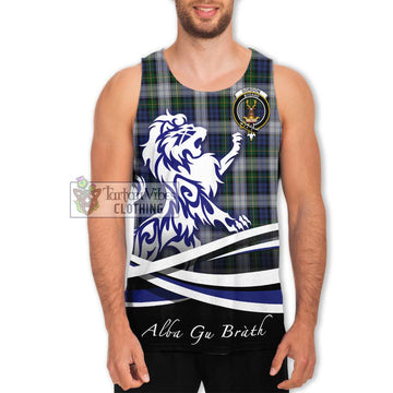 Gordon Dress Tartan Men's Tank Top with Alba Gu Brath Regal Lion Emblem