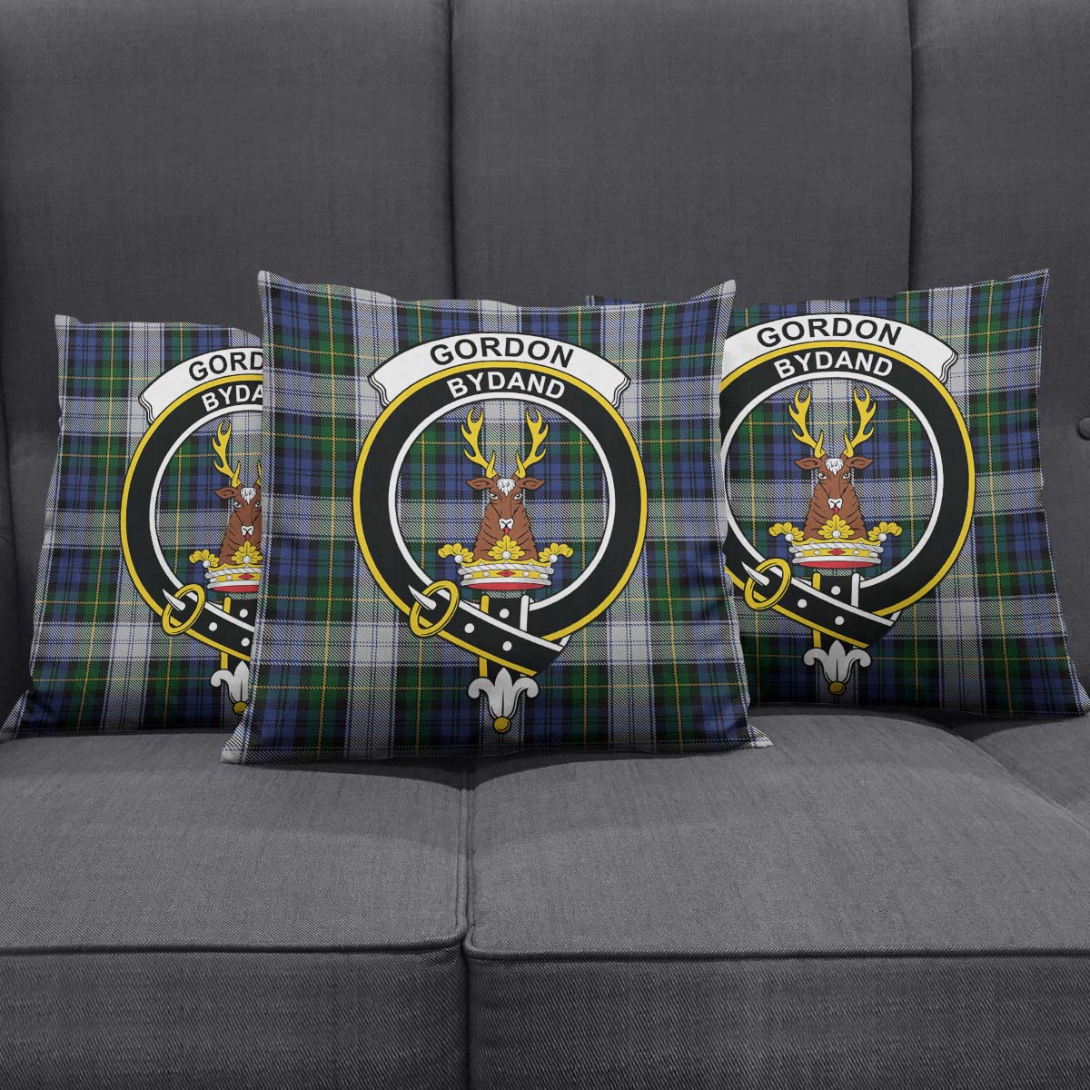 Gordon Dress Tartan Pillow Cover with Family Crest Square Pillow Cover - Tartanvibesclothing