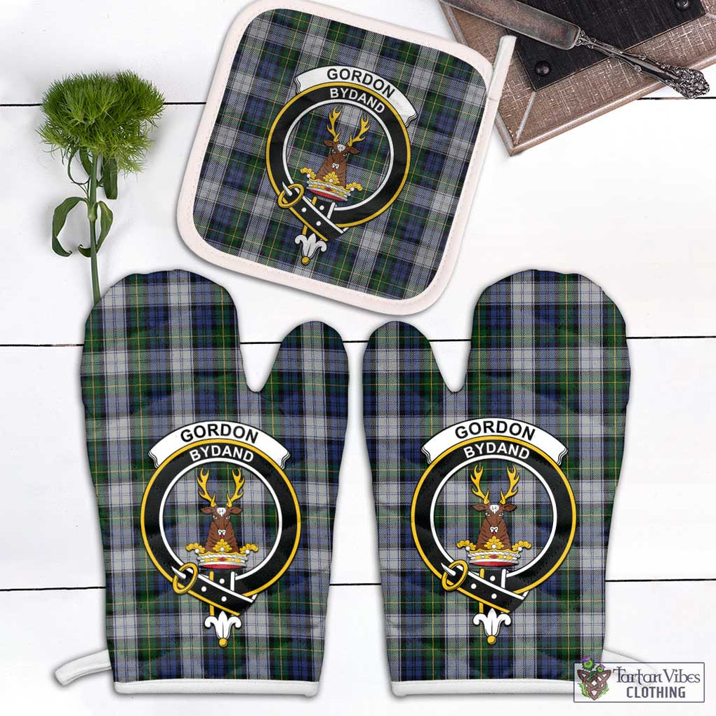 Gordon Dress Tartan Combo Oven Mitt & Pot-Holder with Family Crest Combo 1 Oven Mitt & 1 Pot-Holder White - Tartan Vibes Clothing