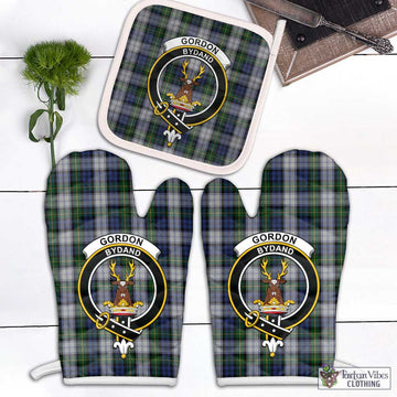 Gordon Dress Tartan Combo Oven Mitt & Pot-Holder with Family Crest