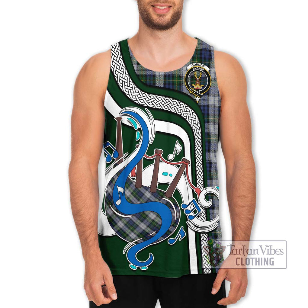 Gordon Dress Tartan Men's Tank Top with Epic Bagpipe Style Men - Tartanvibesclothing Shop