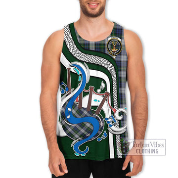 Gordon Dress Tartan Men's Tank Top with Epic Bagpipe Style