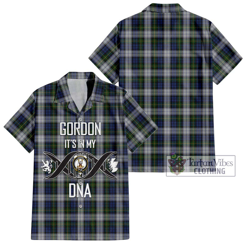 Gordon Dress Tartan Short Sleeve Button Shirt with Family Crest DNA In Me Style Kid - Tartanvibesclothing Shop