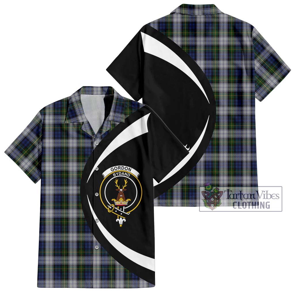 Gordon Dress Tartan Short Sleeve Button Up with Family Crest Circle Style Kid - Tartan Vibes Clothing